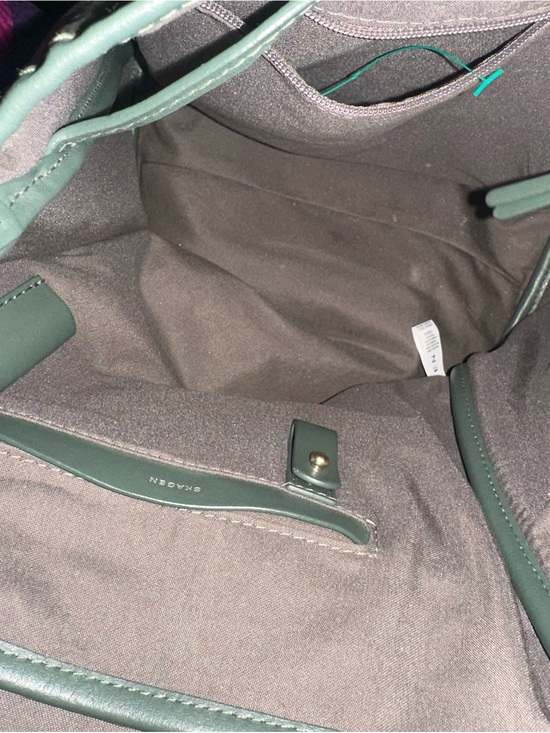 Skagen Olive Green Leather Backpack Tote with Gold Buckle main image 3